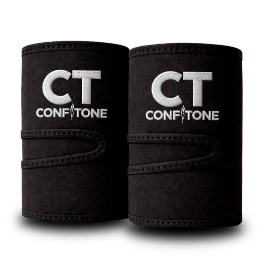 Two black wrist wraps with 'CT Confitone' branding on a white background